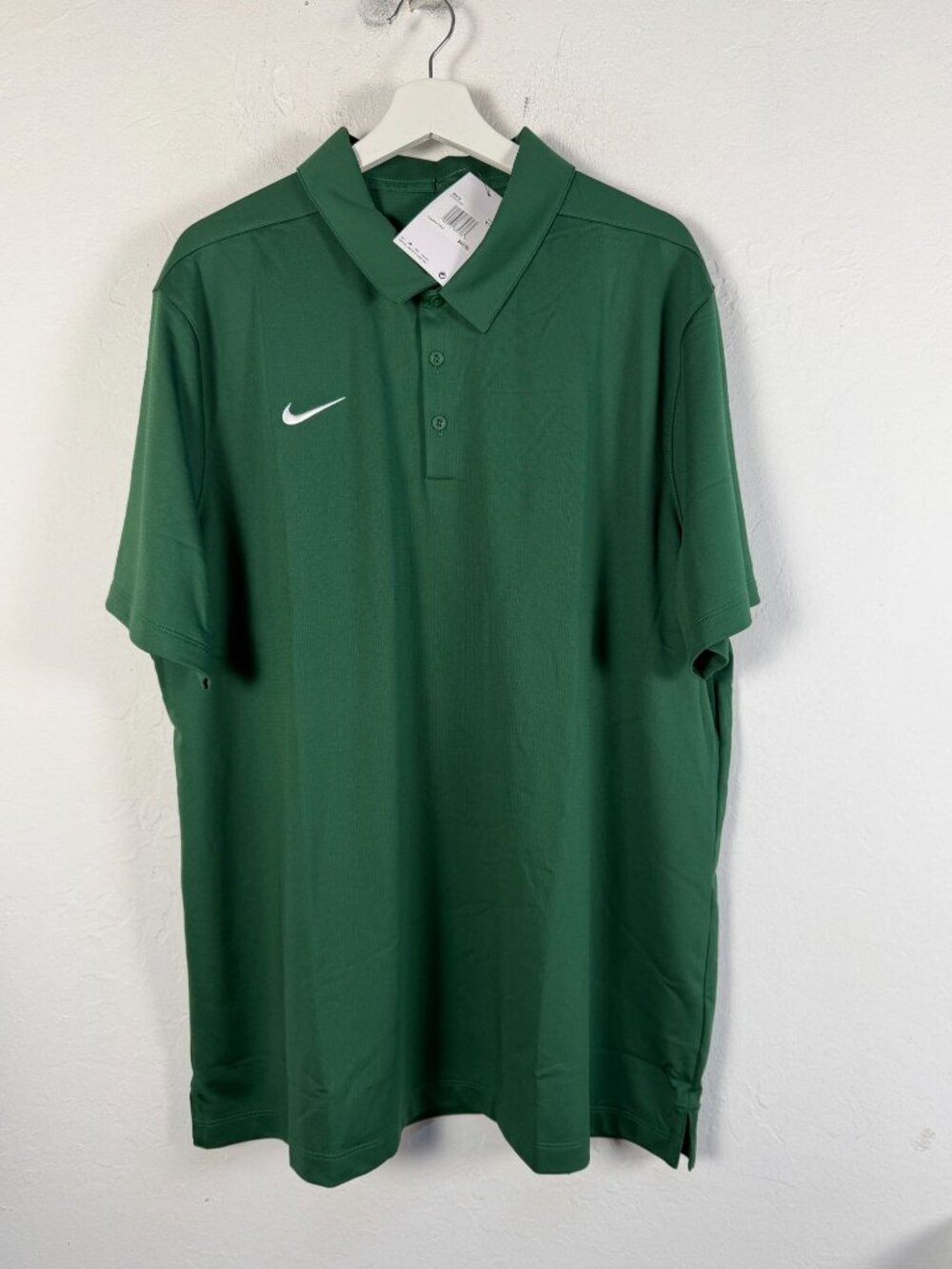 Nike Dry Fit Team Performance Polo Shirt Green Embroidered Swoosh Golf XXL NWT
